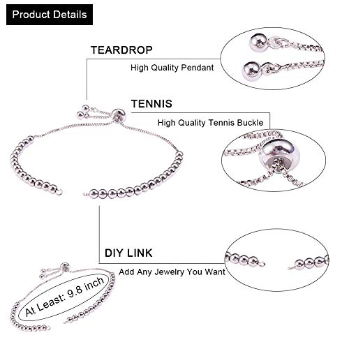 DanLingJewelry 10pcs Adjustable Slider Bracelet Slider Extender Chains Friendship Bracelets with Round Beads for Jewelry Making DIY 9 Inches(246mm) PP - color: StyleⅧ-10 pcs-Platinum
