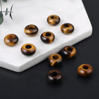 20Pcs Natural Tiger Eye Large Hole Beads, 8x14mm Rondelle Gemstone Spacer Beads 6mm Big Hole for Jewelry Making, Beading Bracelets, Macrame & Hair Braiding - color: Yellow Tiger Eye