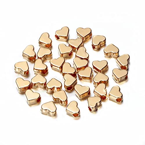 100 Pieces Gold Heart Shape Spacer Beads Small Hole Spacer Beads Metal Loose Beads for Making Bracelet Necklace Earring Accessories DIY Handmade Craft - color: Gold