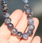 100Pcs 10mm Crackle Glass Beads for Jewelry Making - Round Spacer Crystal Beads Bulk, DIY Craft Supplies for Necklace Bracelet Earrings (Gray Black) - color: Grey Black
