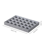 Stackable Jewelry Organizer Tray For Drawers,White Leather Small Earring Storage Tray,Bracelet And Necklace Display Box,Jewelry Ring Display Case (Gray 24 Grids) - style: Gray 24 Grids
