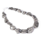 Silver Coated Clear Quartz Crystal Nugget Raw Graduated Beads Strand 2mm Hole Drilled - color: Silver Coated Clear Quartz