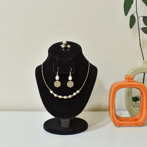 MOOCA Jewelry Display, Black Velvet Stand, Necklace Mannequin, Adjustable Hook, Wood Base, Fits Choker Necklaces, Jewelry Storage - color: Black Velvet