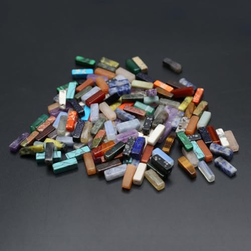 40 Pcs Healing Loose Beads Rectangle Shape Natural Necklace Stone Pendants Crystal Charms for Jewelry Making DIY Craft - color: rectangle