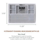 The Beadsmith Mini Bead Board - Grey Flocked, 4 Straight Channels, 5 Recessed Compartments, 7.75 x 11.25 inches, Design Boards for Creating Bracelets, Necklaces and Other Jewelry - size: 4 Straight Channel w/ Cover