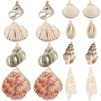 SUNNYCLUE 1 Box 16Pcs 8 Styles Natural Shell Charms Bulk Seashell Charm Summer Ocean Beach Conch Cowrie Scallops Beads Shells Marine Sea Charms for Jewelry Making Charm Earrings Necklaces DIY Crafts - color: 1 Box 16Pcs 8 Styles Shell Charms