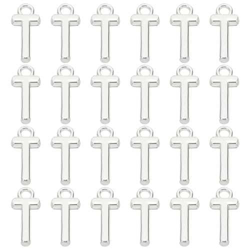 PATIKIL Letter Charm, 50pcs Alphabet Initial Pendant Charm Bulk DIY for Jewelry Making Bracelets Earrings Necklace - style: T