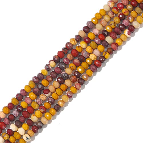 BEADIA Natural Mookaite Jasper Beads 4x2mm 120pcs Faceted Rondelle Loose Semi Gemstone Beads for Jewelry Making Design - color: Mookaite Jasper