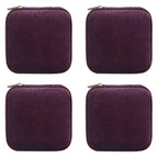 ZPROW Plush Velvet Travel Jewelry Case, Travel Jewelry Organizer, Jewelry Travel Case, Travel Jewelry Box, Small Jewelry Case, Jewelry Travel Box, Earring Organizer with Mirror - Purple 4packs - color: Velvet 4 Pack - Purple