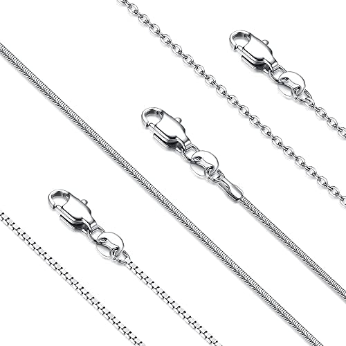 YADOCA Silver Chain Necklace For Women Non Tarnish - 1mm Thin & Strong Stainless Steel Necklaces Chains 3Pcs Hypoallergenic Waterproof Summer Beach Jewelry Gift Size 16 18 20 22 24 28 30 Inches