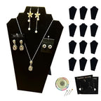 12pcs Necklace Display for Selling, 12.5" Jewelry Display Stand, Necklace Display Stands for Vendors, Black Velvet Foldable Necklace Bust