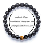 Hamoery Men Women 8mm Tiger Eye Stone Beads Bracelet Elastic Natural Stone Yoga Bracelet Bangle - color: set5