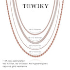 Tewiky Layered Necklaces for Women Non Tarnish- Chunky 14k Gold Plated Herringbone/Snake/Rope/Box/Cuban Link Chain for Women Waterproof Layering Stack Choker Necklace Trendy Dainty Tarnish Free Jewelry Set - color: 4 layered necklace-Rose Gold