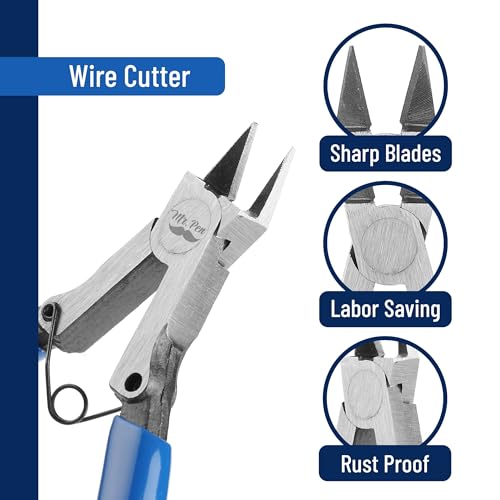 Mr. Pen 5 Inch 2 Pack Wire Cutters - Diagonal, Flush, Side, Nippers, Cutting Pliers - color: Blue, size: 5 inch, 2 Pack