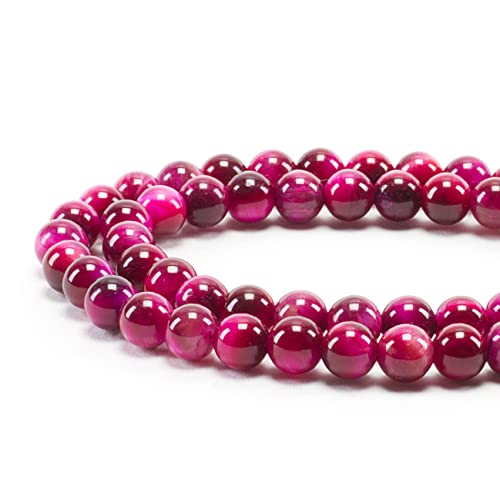 Cherry Tree Collection | 100PCS Gemstone Round Beads for Jewelry Making | Includes Storage Box, Elastic String, and Needles - color: pink tiger eye, size: 6mm