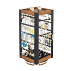 keomaisyto Rotating Earring Holder, Jewelry Holder Organizer with Ring Tray/Necklace/Bracelet Hooks, 360°Earring Organizer with Stable Bamboo Base for Jewelry Display (Patent Pending) - color: Black