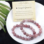 Natural Healing Gemstone Bracelet Handmade Yoga Stretch Elastic Bracelet Stress Relief Crystal Jewelry for Men and Women - color: Angel Quartz(Soothe the mood), size: 10mm