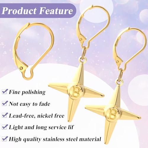 12 Pcs Leverback Earring Hooks, Stainless Steel Clasp Hoop, Hypoallergenic Dangles Earring Hooks, French Ear Wire Findings for Women, DIY Crafts, Jewelry Making (Gold) - color: Gold 12pcs