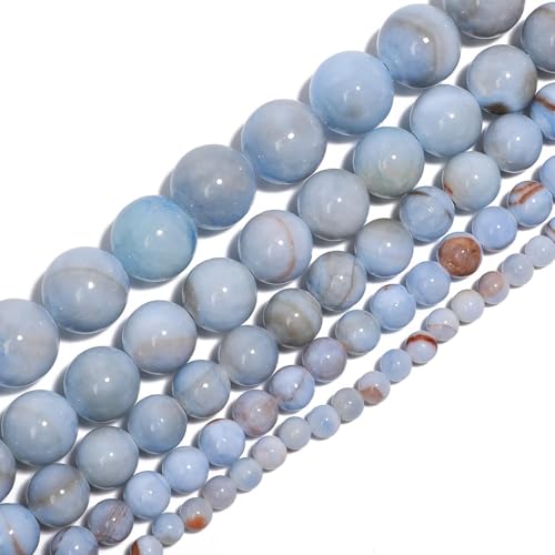 Stone Beads, 45pcs Blue Aquamarine Gemstone, 8mm Round Loose Beads for Jewelry Making, Bracelets, with Bag, String & Card - color: Blue Aquamarine, size: 8mm