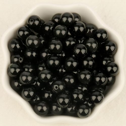 About 60pcs 6mm Natural Stone Beads Black Obsidian Beads Crystal Gemstone for Jewelry Making, DIY Bracelet Necklace - color: Black Obsidian, size: 6mm