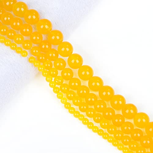 AD Beads Natural Gemstone Round Loose Beads 15" for Bracelet Necklace Earrings Jwelery Making Crafts DIY (4mm, Yellow Jade) - color: Yellow Jade, size: 4mm