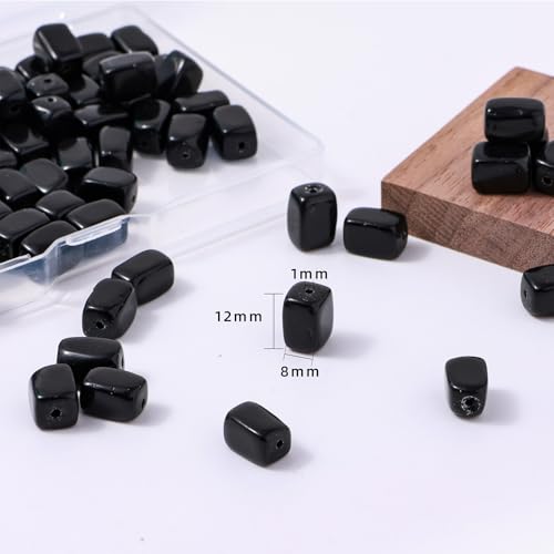 Natural Large Black Onyx Agate Cube Stone Beads 8x11mm 38cm/str Loose Semi Gemstone Stone Square Beads for Making Bracelets Necklace - color: Black Onyx