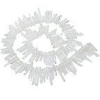 SUNYIK Natural Rock Quartz Crystal Points Quartz Polished Sticks Spikes Point Beads 15 inches Strand Drilled - color: Natural Rock Quartz(Polished), size: 0.4"-1.3"