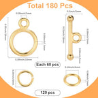1 Box 60 Sets Round Toggle Clasp Gold Toggle Clasp Bar with Rings Bulk Metal Alloy OT End T Bar Closure Jewelry Connectors for Jewelry Making Bracelet Necklace DIY Crafts Beginners Adults - style: Style 5