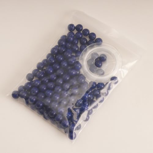 150pcs 8mm Blue Lapis Lazuli Beads Natural Gemstone Beads Round Loose Beads for Jewelry Making Energy Healing Power Stones - color: Blue Lapis Lazuli, size: 8mm