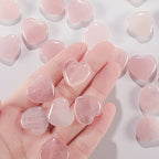 Patelai 24 Pcs Rose Quartz Heart Crystals Pink Heart Shaped Stones Natural Healing Worry Stones Mini Pocket Gemstone with Black Flannelette Bag for Women Mothers Day Anniversary Gifts Reiki Balancing - color: Pink