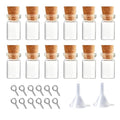 12 Sets Mini Glass Bottles with Cork Tiny Vials and Jars Miniature Bottle Charms with Eye Screws and Small Funnel Small Necklace Jar Accessories and DIY Keychain Craft Supplies(1ml)