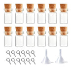 12 Sets Mini Glass Bottles with Cork Tiny Vials and Jars Miniature Bottle Charms with Eye Screws and Small Funnel Small Necklace Jar Accessories and DIY Keychain Craft Supplies(1ml)