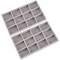 2Pcs 5 x 8.3 Inch Velvet Jewelry Trays Stackable Jewelry Organizer Removable Divider 12 Grids Divided Gray Necklace Storage Container Box Dresser Drawer Case for Earring Ring Display Showcase - style: 12 Grids