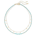 Plumiss Boho Handmade Natural Jasper Stone Beaded Crystal Mixed Strand Short Necklace for Women Girl - color: Turquoise