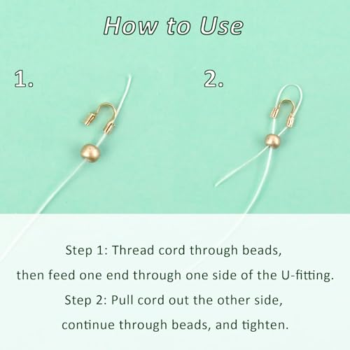 300Pcs Wire Guardian Protectors 0.7mm Hole U Shape Wire Guard Loops Thread Protector for Jewelry Making Findings Earring Necklaces Bracelet DIY Supplies (Gold) - color: gold