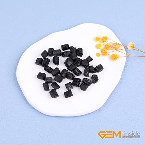 GEM-Inside 8x12mm Natural Black Tourmaline Quartz Gemstone Faceted Freeform Tube Column Chakra Beads for Jewelry Making Full 15" Strand Power Energy Healing - color: Black Tourmaline