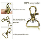 Swivel Snap Hook 35 PCS Antique Brass Lanyard Clips Metal Lobster Claw Clasps Keychain Hook with 3/4 INCH D Ring for Macrame Keychain Swivel Clips for Making Key Fobs - color: Antique Brass