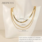 3PCS Gold Necklaces for Women,Chunky Statement Gold Plated Necklace Stack Layered Sterling Silver Herringbone Chains for Women Dainty Trendy Silver Chains Stacked Jewelry Gifts - color: gold chunky necklace set