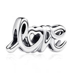 Love Family Friendship Graduation Mothers Nurses Day S925 Bead Pendant Charms for Pandora Bracelets Necklaces, Gifts Women, for Anniversary Birthday Valentines Day Christmas, Silver Gold - style: Handwritten Love Charm