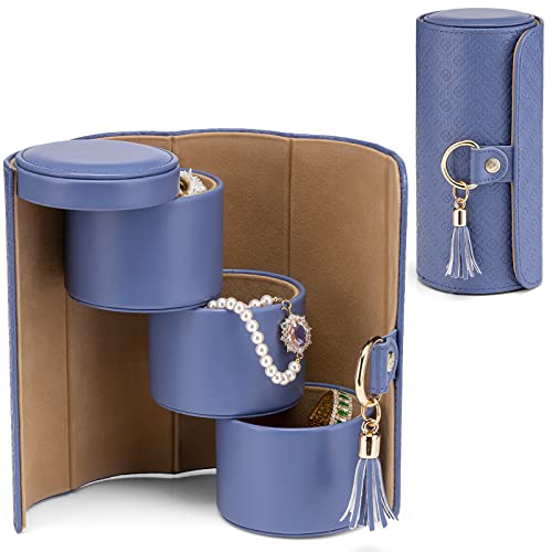Vlando Christmas Gifts for Mom, Women, Wife - Travel Jewelry Oragnizer, 3-Layer Jewelry Storage Box, Travel Essential Accessories for Women, Gifts for Travelers Couples Mom Friends - Purple - color: Purple