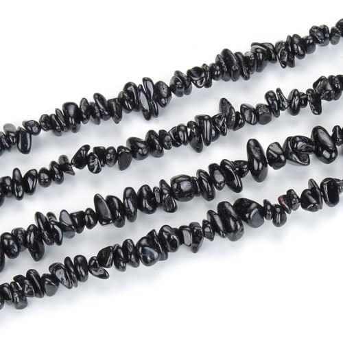 Adabele 31 Inch Natural Black Tourmaline Gemstone Chip Loose Beads Drilled Hole Free Form 5mm-8mm Gem Stone Spacer for Craft Jewelry Making GZ1-38 - color: Black Tourmaline, size: 31 Inch/1 Strand