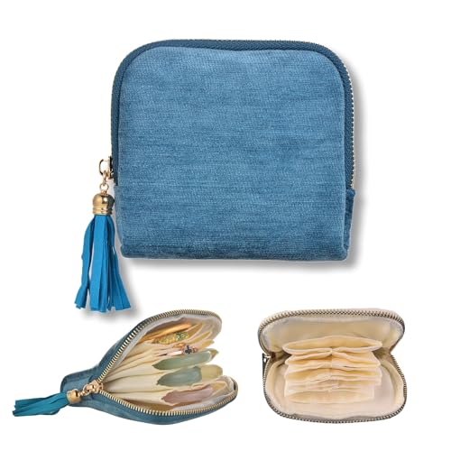 Small Travel Jewelry Case, Soft Velvet Organizer Pouch for Bangles, Bracelets, large Earrings, Beaded necklaces, Anti-Scratch & Portable Jewelry Bag Holder for Daily Use & Gift (Ocean Blue) - color: Ocean Blue