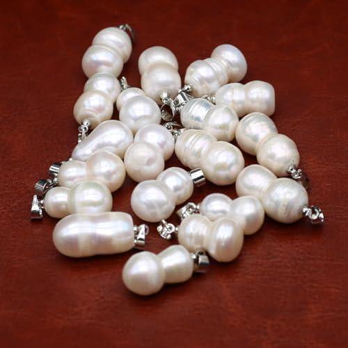 5 Pcs Natural Pearl Pendants Irregular Freshwater Pearl Pendant Charms for Jewelry Making Necklace Bracelet DIY Gift - color: calabash
