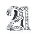 Mothers Day Birthday Number Love Family Friendship Graduation Auntie Grandma Dad Mom Charms for Pandora Bracelets Necklaces, Gifts Women, for Anniversary Valentines Christmas - style: Number 21 Charm Silver