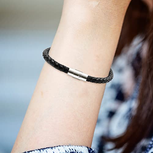 Junkin 6 Pcs Cord End Caps Leather Magnetic Clasps 6 mm for Bracelet Making Stainless Steel Bracelet End Caps Clasps Closures Leather with Locking Mechanism for Jewelry Crafts