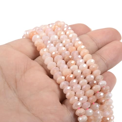 Aqua Aura Peach Aventurine 6mm Gemstone Faceted Rondelle Loose Beads DIY Jewelry Making Beads 16 Inch - color: Aqua Aura Peach Aventurine