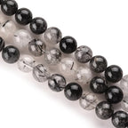 6mm Black Rutilated Quartz Stone Beads Natural Crystal Gemstone Round Loose Beads for DIY Jewelry Making 15"/Strand - color: Black Rutilated Quartz, size: 6mm