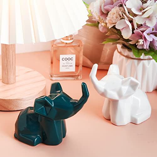 PUDDING CABIN 2 Pack Elephant Ring Holder Figurines Wedding Gifts for Couples Cute Table Desk Preppy Room Decor Elephant Gifts for Women Mom Mothers Day Birthday Christmas - style: Elephants