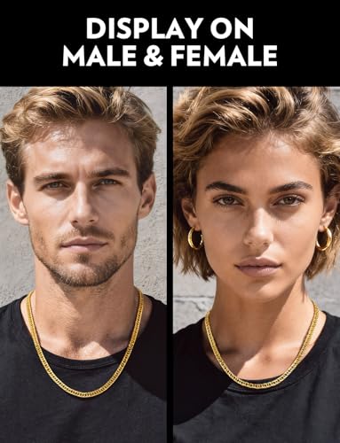 Bandmax Cuban Link Necklace for Men, Stainless Steel Chain, 5/7/10/13.5mm - color: e. 5mm Gold, size: 18 inch