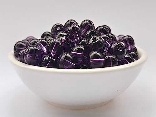 Glass Beads 8mm 100pcs Round Smooth Loose Beads for Bracelet Necklace Jewelry Making Craft DIY （8mm, 50806 Purple） - color: Purple, size: 8mm